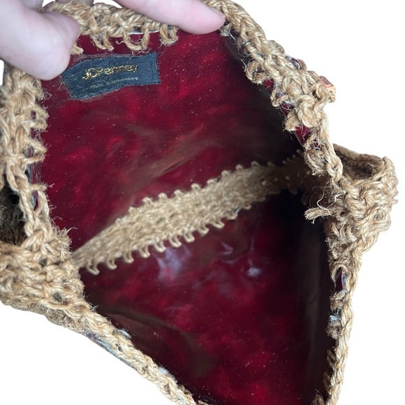 VTG 70s Boho Floral Tapestry Woven Canvas Purse Hong Kong JCPenney Cottagecore - Picture 4 of 9